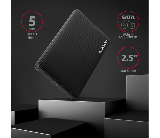 Axagon EE25-SLC, USB-C 3.2 - SATA 6G 2.5" SLIDE box, bezśrubowy - 1353407 - zdjęcie 3